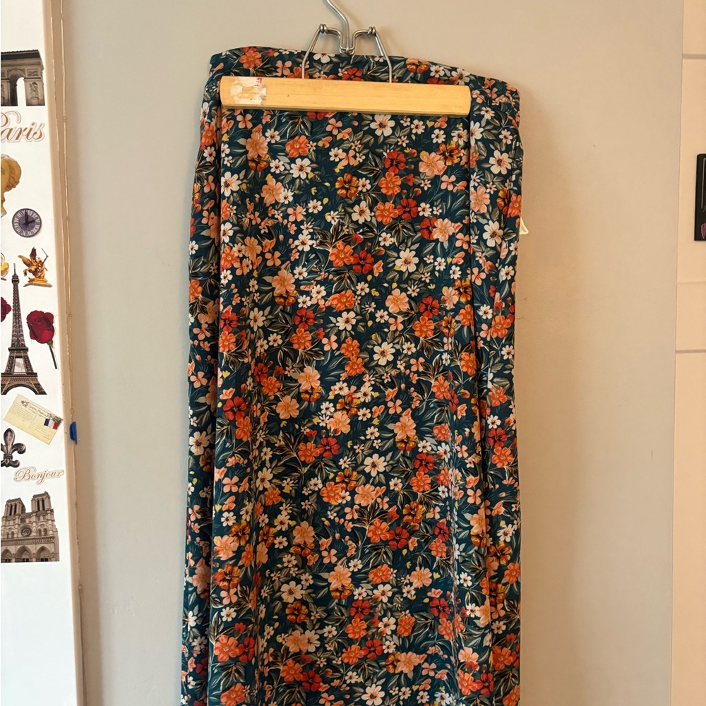 SHEIN Orange and Green A-line Midi Skirt Casual Resort Wear